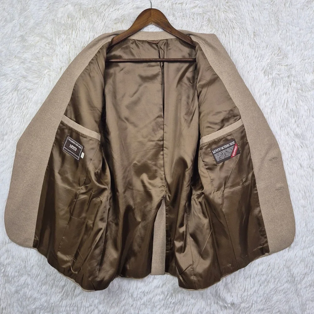 Vintage‎ Levis Action Suit Mens 44S Tan Sta-Prest 2 Piece Blazer Pants Set